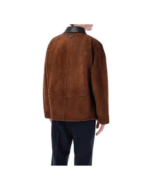 Prada Brown Leather Jackets for men