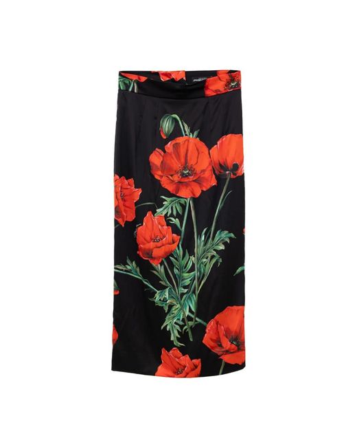 Dolce & Gabbana Zijden Rok Met Rode Print in het Red
