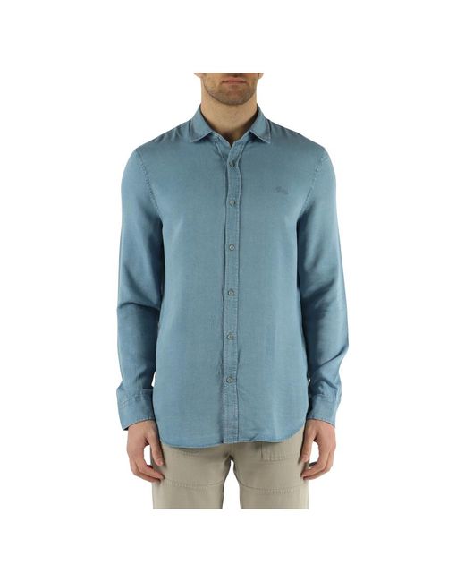 Camicia slim fit in lyocell di Guess in Blue da Uomo