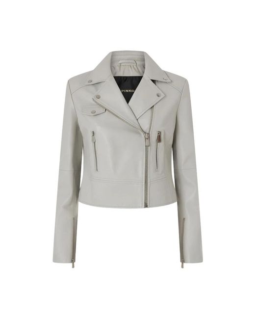 Pinko Gray Leather Jackets