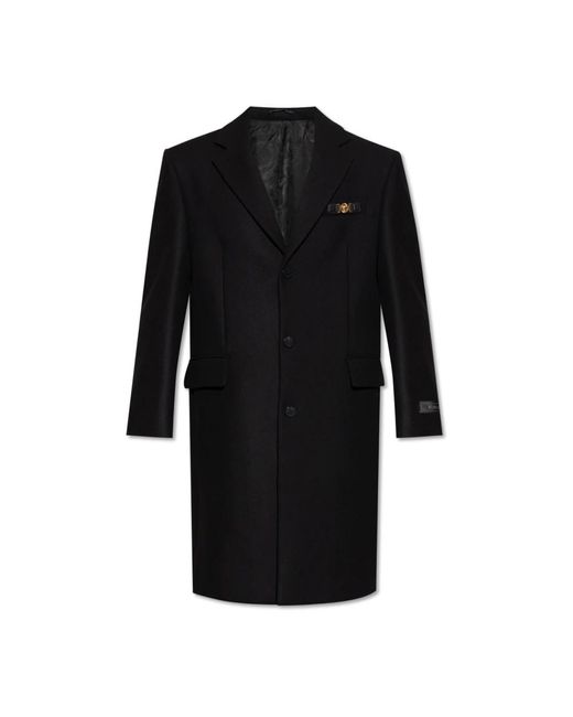 Versace Black Single-Breasted Coats for men