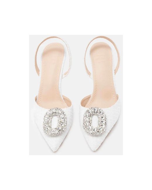 TWENTYFOUR White Bouclé Slingback