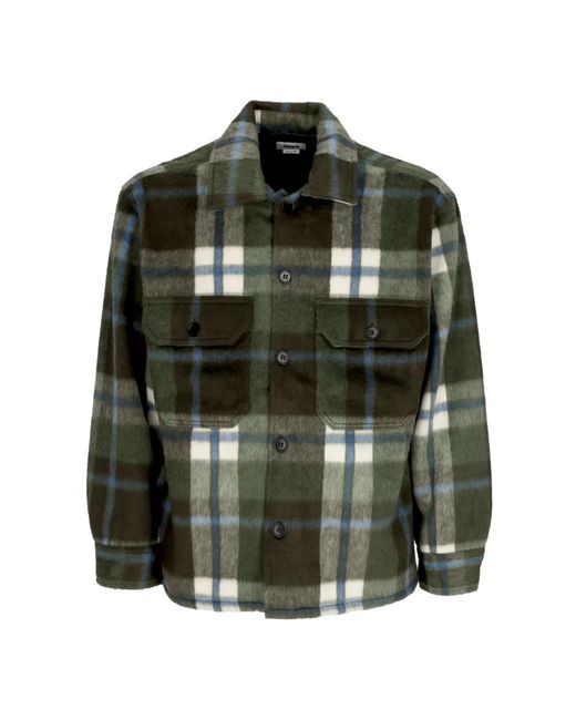 Obey Jassen ,Veelkleurig ,Wol Gewatteerd Shirtjack Met Multi Zakken in het Green voor heren
