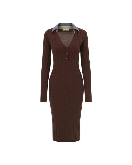Patrizia Pepe Brown Knitted Dresses