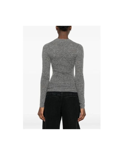 Brunello Cucinelli Gray Crew Neck Sweater Silk-Alpaca Blend