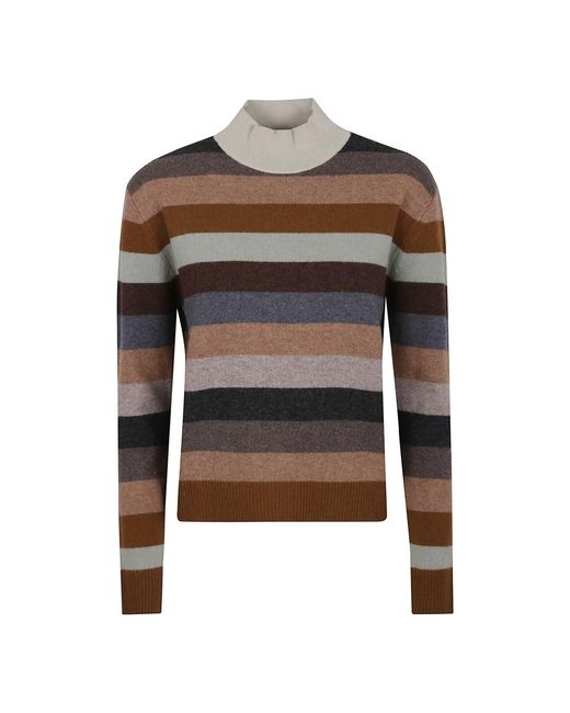 Tory Burch Gestreepte Wol-Kasjmier Trui Bruin in het Multicolor