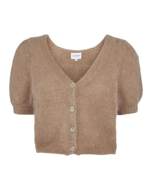 American Dreams Truien & Vesten ,Bruin ,Wol Lee Midi Cardigan in het Brown