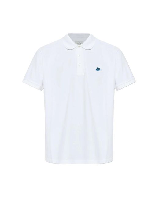 Etro Polo Shirt Van Katoenen Piqué Met Pegaso-Borduurwerk in het White voor heren