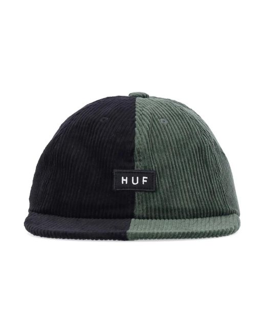 Huf Accessoires ,Veelkleurig ,Katoen Bosgroene Fluwelen Platte Klep Pet in het Green voor heren