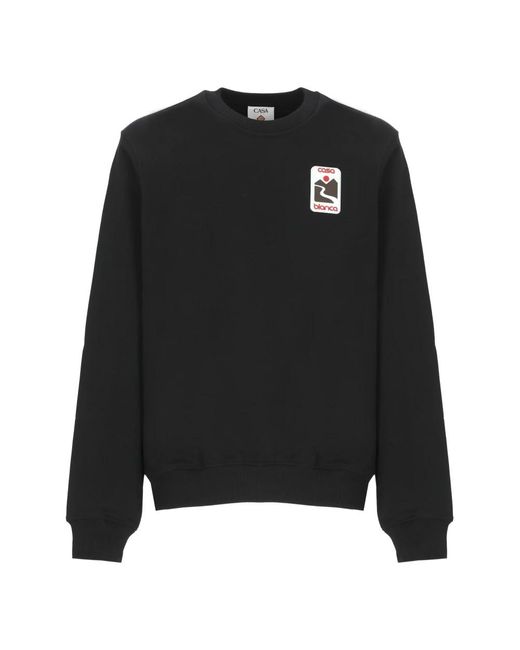 Casablanca Schwarzer Baumwoll-Rundhalsausschnitt-Sweatshirt Sunset Valley in Black für Herren