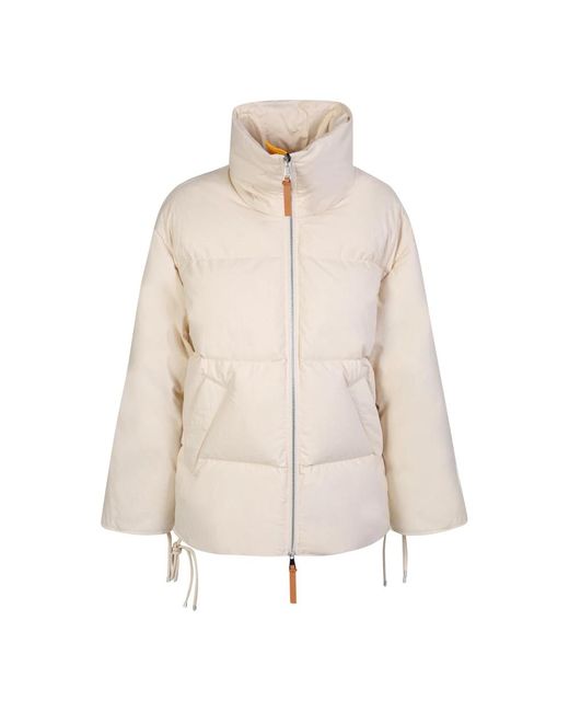 Moncler Witte Gewatteerde Jas Hoge Hals in het Natural