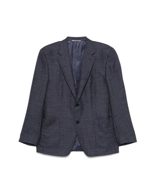 Canali Dunkelblaue knopfjacke mit taschen in Blue für Herren