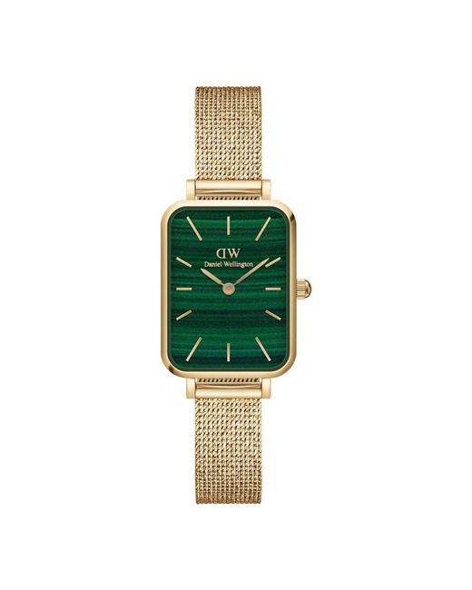 Daniel Wellington Accessoires ,Geel ,Gouden Quadro Dameshorloge Elegant Modern in het Green
