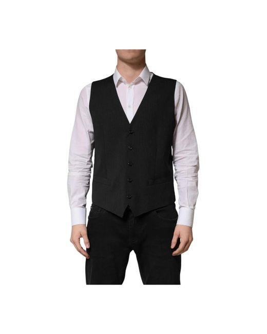 Dolce & Gabbana Black Waistcoats for men