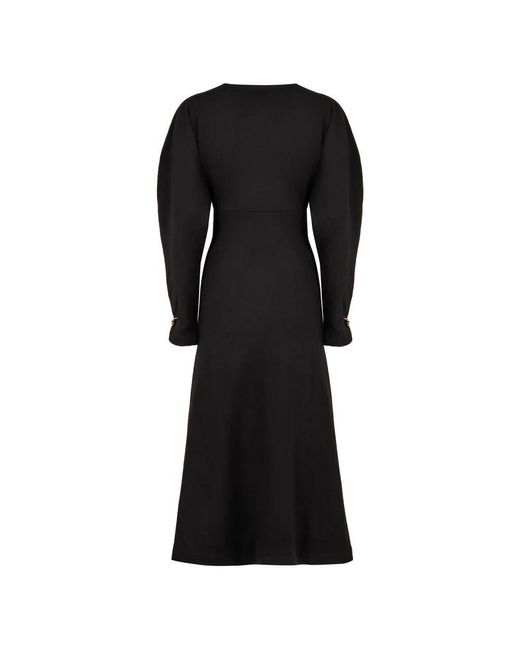 Philosophy Di Lorenzo Serafini Black Midi kleid bootsausschnitt weite ärmel