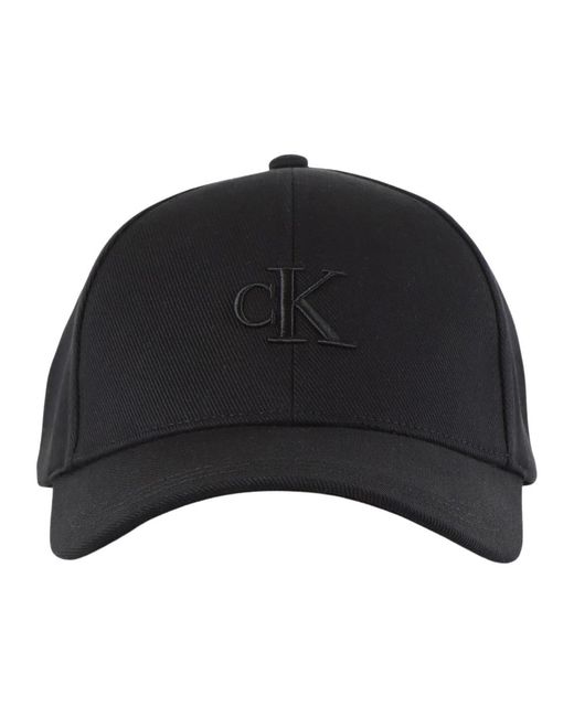 Cappello in cotone con ricamo logo di Calvin Klein in Black da Uomo