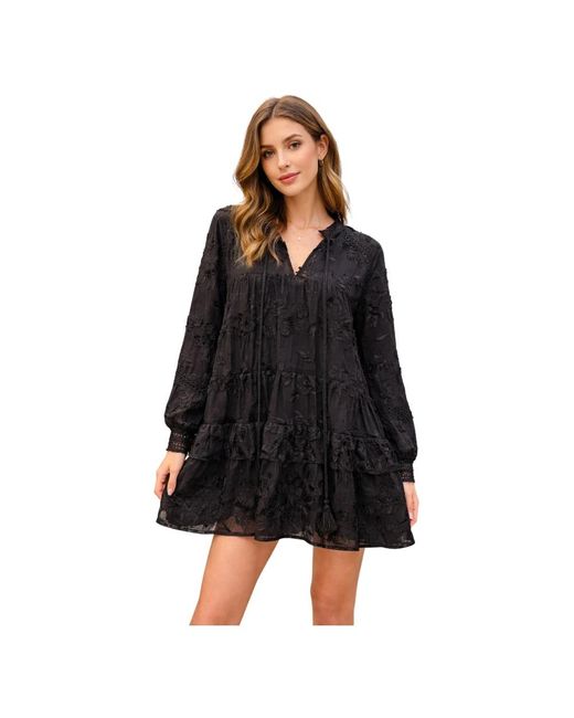 WEILI ZHENG Black Short Dresses