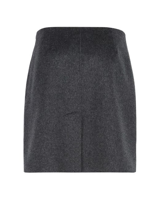 P.A.R.O.S.H. Gray Woll Mini Rock Mit Unsichtbarem Reißverschluss