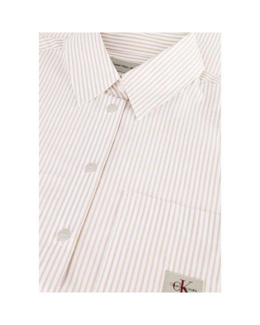 Calvin Klein Natural Locker Shirt Gewebtes Label Bluse