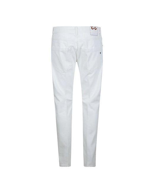 Dondup White Straight Trousers for men