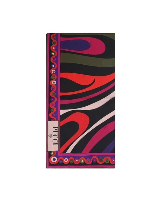 Emilio Pucci Multicolour Bedrukte Zijden Sjaal in het Red