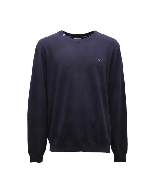 Sun 68 Blue Round-Neck Knitwear for men