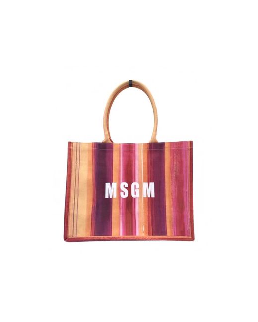 MSGM Red Stilvolle tote tasche mit doppelgriffen