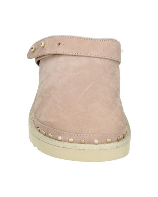 Copenhagen Shoes Pink Sportliche Rosa Wildleder Pantoletten Live And Smile