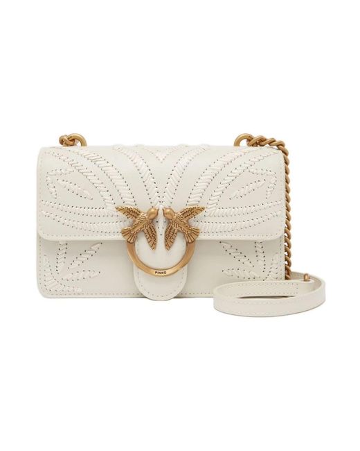 Pinko White Umhängetasche Mit Kette Und Umschlag