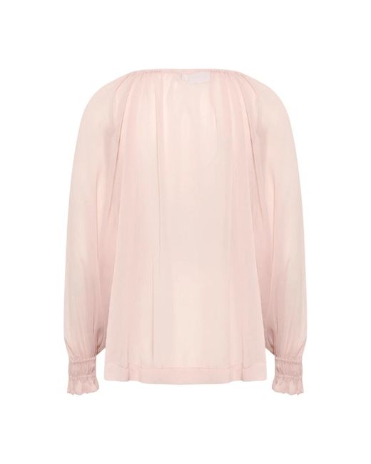 Saint Tropez Overhemden ,Roze ,Polyester Sepia Rose Blouse Met Zachte Ruches in het Pink