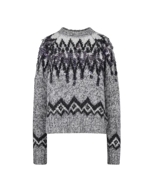 Round-Neck Knitwear Roberto Collina en coloris Gray