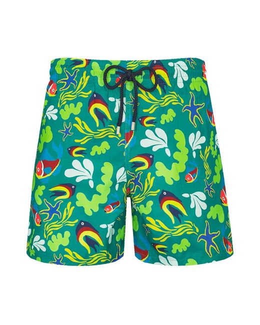 Vilebrequin Green Swim Shorts Naive Fish for men