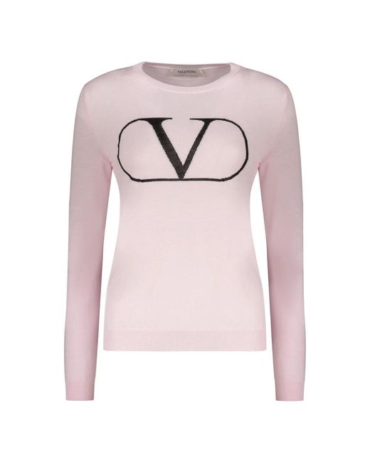 Valentino Garavani Pink Round-Neck Knitwear