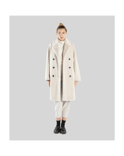 Gimo's Jassen ,Wit ,Oversized Double-Breasted Coat in het White