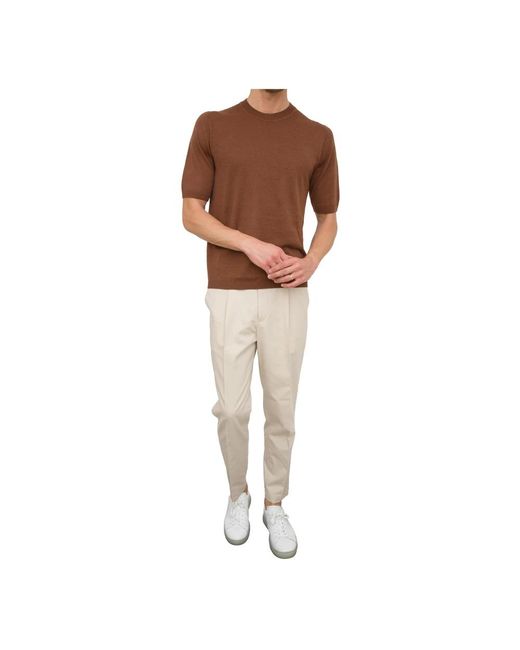 Round-Neck Knitwear di Paolo Pecora in Brown da Uomo