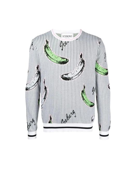 Iceberg Gray Round-Neck Knitwear for men
