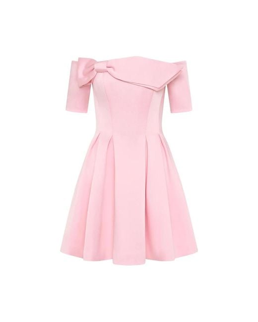 Rebecca Vallance Pink Rosa Off-Shoulder Schleifenkleid