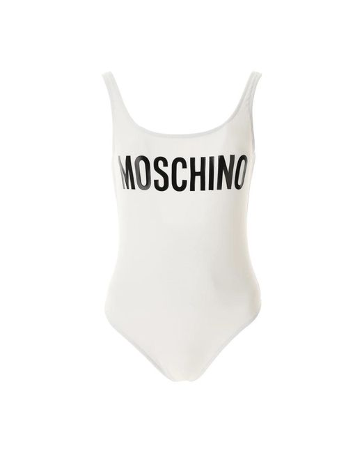 Moschino Badmode ,Wit ,Logo Onepiece in het White