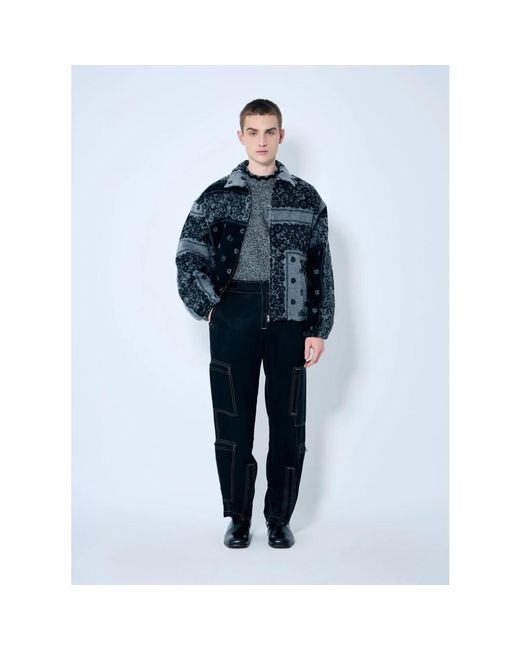 Nomarythm Textile Blue Straight Trousers for men