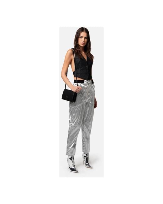Elisabetta Franchi Gray Slim-Fit Trousers