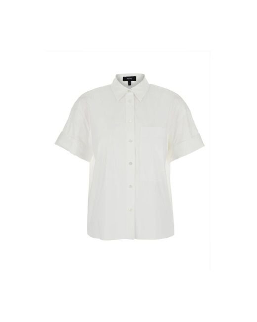 Theory White Klassische Weiße Baumwollmischung Bluse Frau
