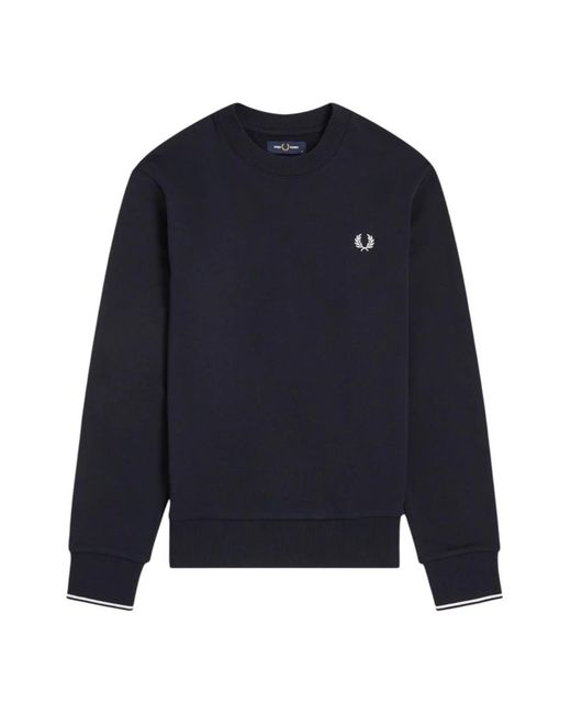 Fred Perry Hoodies & Sweatvesten ,Blauw ,Katoen Blauwe Crew Neck Sweatshirt in het Blue voor heren