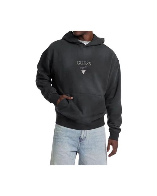 Guess Hoodies & Sweatvesten ,Zwart ,Katoen Baker Logo Hoodie in het Black voor heren