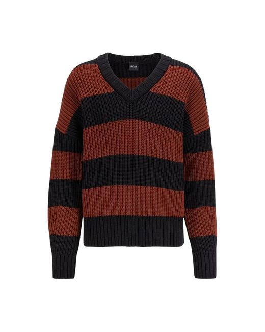 Boss Proti Rippstrickpullover in Red für Herren