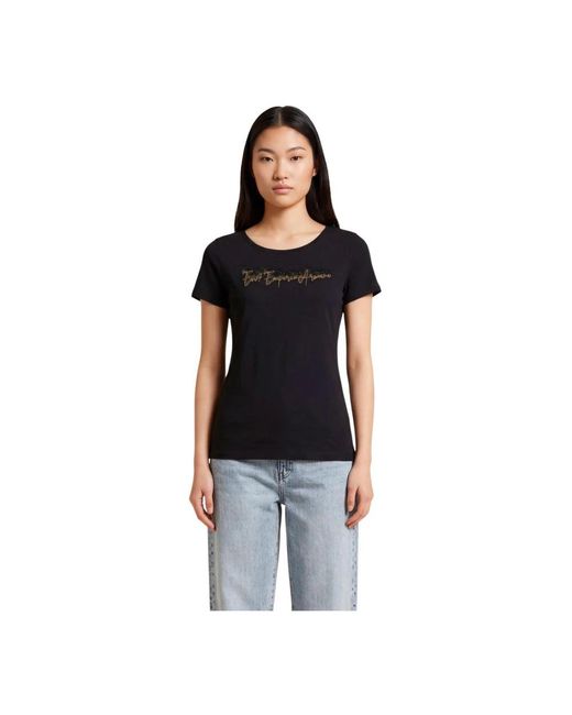 EA7 Bedrukte T-Shirt Met Ronde Hals En Korte Mouwen in het Black