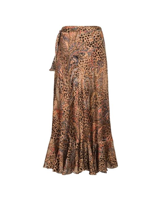 Etro Rokken ,Bruin ,Printed Silk Skirt in het Brown
