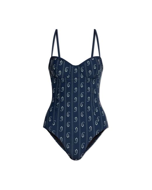 Tory Burch Badmode ,Blauw ,Nylon Balconette Badpak in het Blue