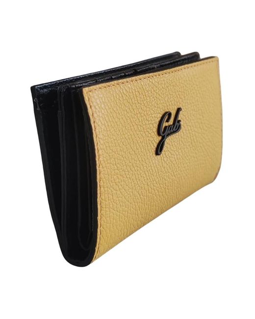 Gabs Accessoires ,Geel ,Leer Gele Portemonnee Met Ritssluiting in het Natural