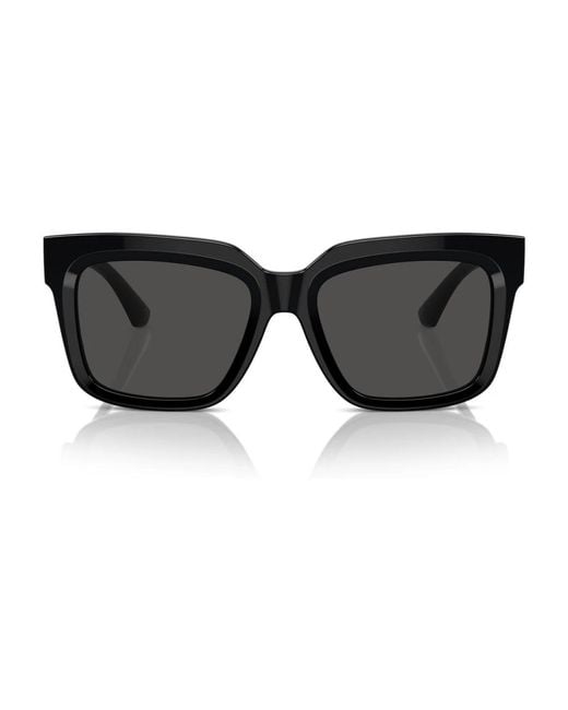 Burberry Black Quadratische schwarze sonnenbrille dunkelgraue gläser