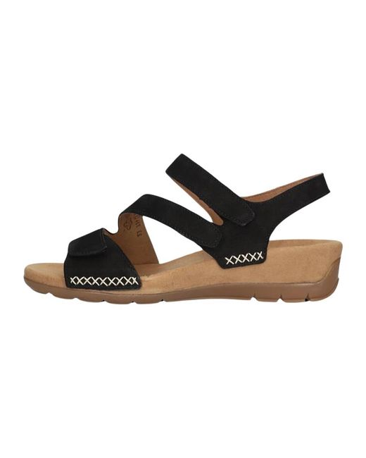 Gabor Schoenen ,Zwart ,Suède Zwarte Sandaal 734.1 Stijlvol Comfort in het Black